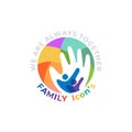 Charity logo with family design template, colorful icons Royalty Free Stock Photo