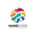 Charity logo with hand people design vector, colorful logo Royalty Free Stock Photo