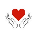 Charity Logo . Heart in the hands Royalty Free Stock Photo
