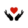 Charity Logo . Heart in the hands Royalty Free Stock Photo