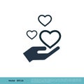 Charity Logo Template. Heart and Hand Icon. Help and Love Vector. Illustration Design. Vector EPS 10 Royalty Free Stock Photo