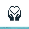 Charity Logo Template. Heart and Hand Icon. Help and Love Vector. Illustration Design. Vector EPS 10 Royalty Free Stock Photo