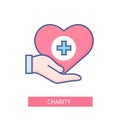 Charity - modern colored line design style icon Royalty Free Stock Photo