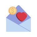 Charity, money donation flat icon