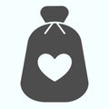 Charity Money solid icon. Bag with heart on a material vector illustration isolated on white. Money bag glyph style Royalty Free Stock Photo
