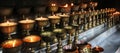 Charity. Praying candles in a monastery in Bhutan. Royalty Free Stock Photo