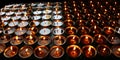 Charity. Praying candles in a monastery in Bhutan. Royalty Free Stock Photo