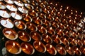 Charity. Praying candles in a temple.