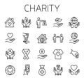 Charity related vector icon set.