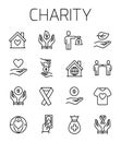 Charity related vector icon set.