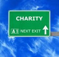 CHARITY road sign against clear blue sky Royalty Free Stock Photo