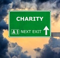 CHARITY road sign against clear blue sky Royalty Free Stock Photo