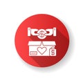 Charity shop red flat design long shadow glyph icon