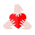 Charity symbol. Concept of charity and donation. Give and share your love with people. Hands holding a heart. Giving heart for Royalty Free Stock Photo