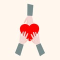 Charity symbol. Concept of charity and donation. Give and share your love with people. Hands holding a heart. Giving heart for Royalty Free Stock Photo