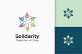 Charity or together logo in hand and sun represent peace or solidarity