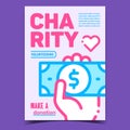 Charity Volunteering Advertising Poster Vector