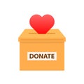 Charity, volunteering and donating. Box for donation. Donate, giving money