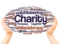 Charity word cloud hand sphere concept Royalty Free Stock Photo
