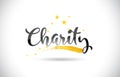 Charity Word Vector Text with Golden Stars Trail and Handwritten