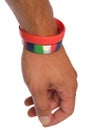 Charity wristbands on wrist cutout Royalty Free Stock Photo