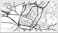 Charleroi Belgium City Map in Black and White Color. Outline Map