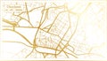 Charleroi Belgium City Map in Retro Style in Golden Color. Outline Map