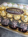 Ferrero Chocolate pralines collection box with Raffaello, Ferrero Rocher and Rond noirs