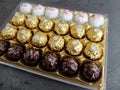 Ferrero Chocolate pralines collection box with Raffaello, Ferrero Rocher and Rond noirs