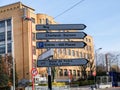 Road sign : Ring ; Charleroi Danse ; HÃÂ´tel de Police et police locale