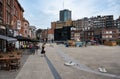 Charleroi, Wallon Region, Belgium - The renovated Digue square with old buidlings