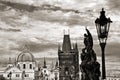 Charles bridge, black and white, Prague Royalty Free Stock Photo