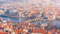 Charles Bridge, Czech: Karluv most, over Vltava River in Prague. Aerial view from Petrin Tower, Prague, Czech Republic Royalty Free Stock Photo