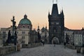 Charles Bridge at dawn, Prague Royalty Free Stock Photo