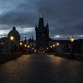 Charles Bridge early in the morning without a crowd of tourists Royalty Free Stock Photo