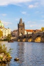 Charles bridge and gate of the Old Town of Prague Royalty Free Stock Photo