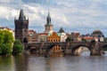 Charles Bridge (Karluv most) and the historical buildings of Prague, Czech Republic