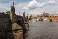 Charles Bridge (Karluv most) and St Vitus Cathedral Prague Czech Republica Royalty Free Stock Photo