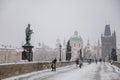 Charles Bridge looking towards Old Town with bridge tower, Baroque Church of St. Francis of Assisi, Statue of St. Jan Nepomucky, Royalty Free Stock Photo