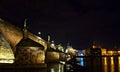 Charles bridge Night Prag - nocni Praha Royalty Free Stock Photo
