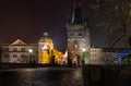 Charles Bridge in Prague, night view Royalty Free Stock Photo