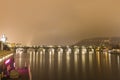 Charles bridge and other historic buildings at night, Prague, Czech republic Royalty Free Stock Photo