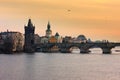 Charles bridge over the Vltava river in Prague