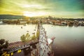 Charles Bridge over Vltava river in Prague Royalty Free Stock Photo