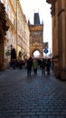 The Charles Bridge in Prague, Capital of the Czech Republic was built in 1357 to cross the River Vlatva.