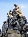 The Charles Bridge in Prague, Capital of the Czech Republic was built in 1357 to cross the River Vlatva Royalty Free Stock Photo