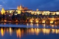 Charles Bridge and Prague Castle at night, Prague, Czech Republic Royalty Free Stock Photo