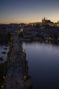 Charles Bridge and Prague Castle in Prague at dusk Royalty Free Stock Photo