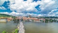 Charles Bridge and Prague Castle timelapse, view from the Bridge tower, Czech Republic Royalty Free Stock Photo