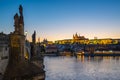 Charles Bridge in Prague city, Czech Republic at night Royalty Free Stock Photo